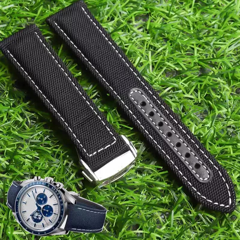 For Omega Seamaster 300 Fabric Leather AQUA TERRA 150 cupuncture needle captain Woven Nylon Canvas Watch Blue Strap 19mm 20mm