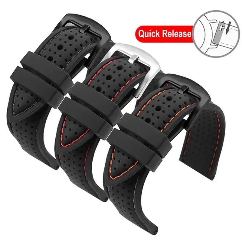 Soft Silicone Rubber Watch Strap 20mm 22mm 24mm Men Women Sport Waterproof Breathable Wrist Band Quick Release Bracelet  Watch