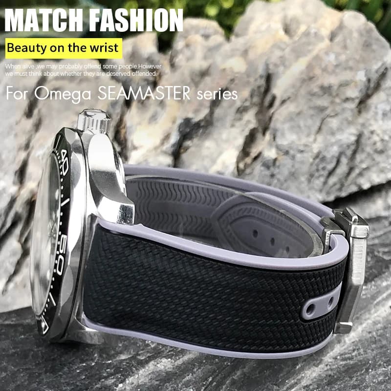 18mm 19mm 20mm Curved End Silicone Watch Strap Rubber Watchband for Omega Speedmaster Moonswatch Seamaster Aqua Terra 150 Tools