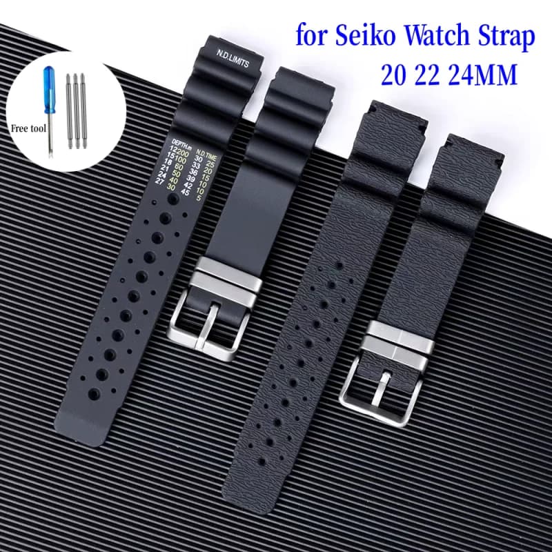 20 22 24mm Soft Silicone Diver Replacement Watch Strap Waterproof Sport Watch Band for Seiko Water Ghost Casio Citizen Promaster